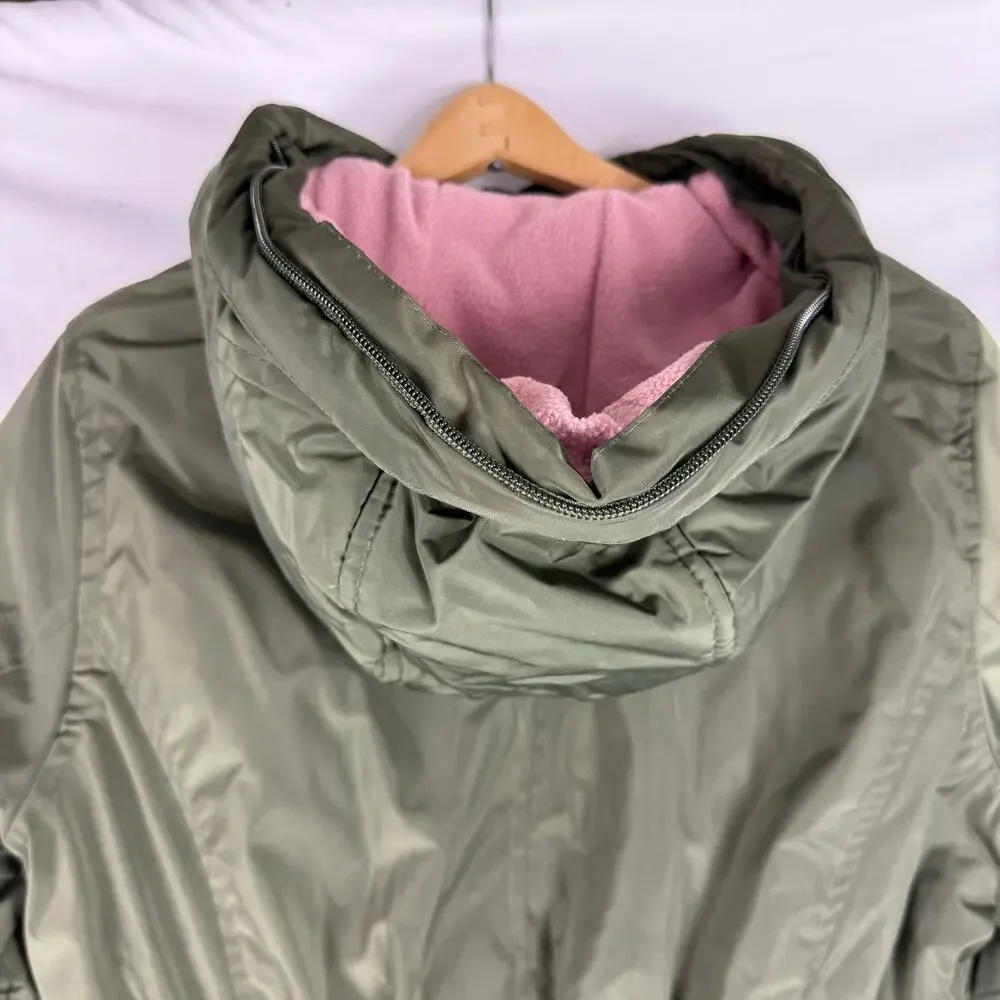 Weatherproof Girls Puffer Raincoat Green Size Large Missing Faux Fur Trum